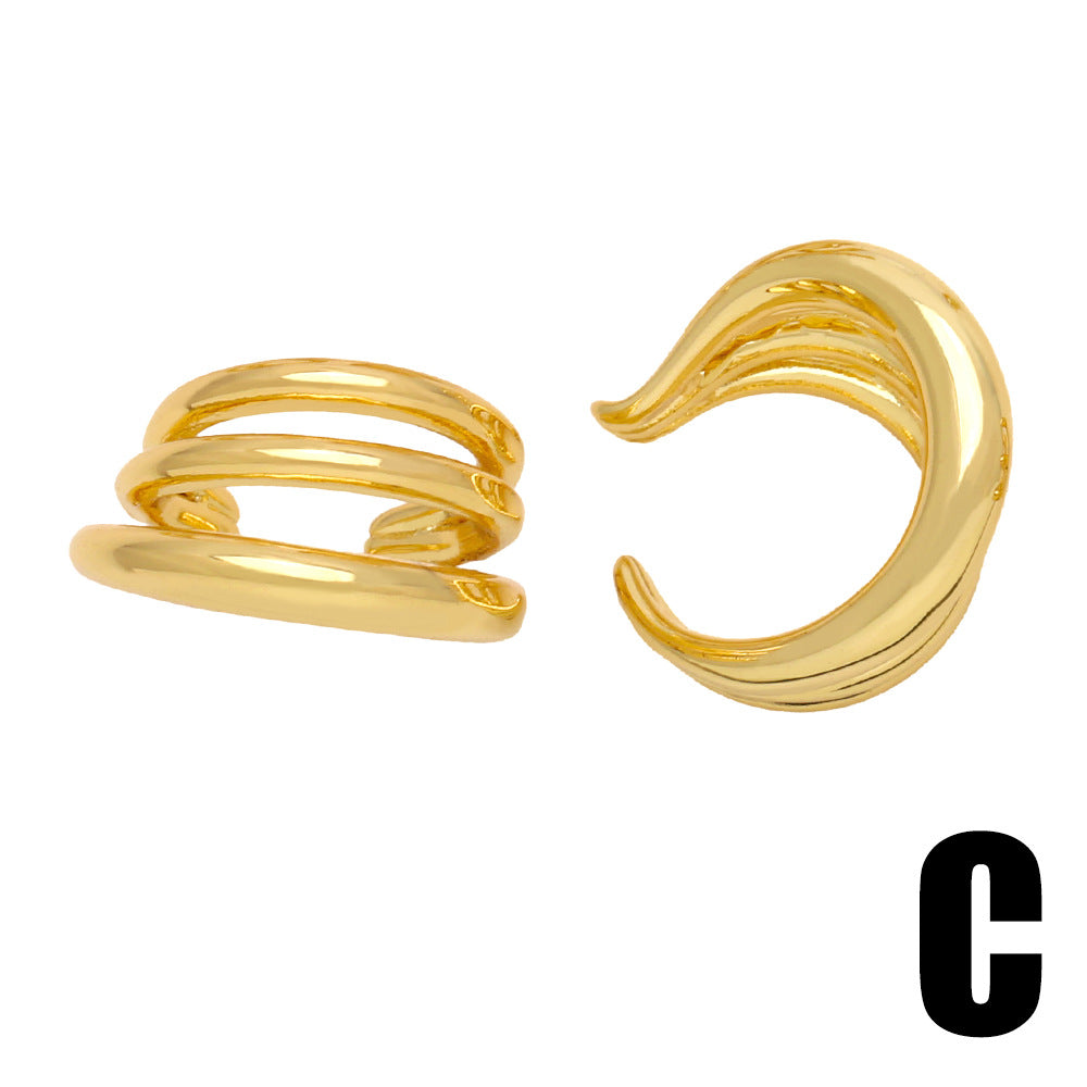 Clips de oreja irregulares geométricos al por mayor sin aretes de cobre perforados